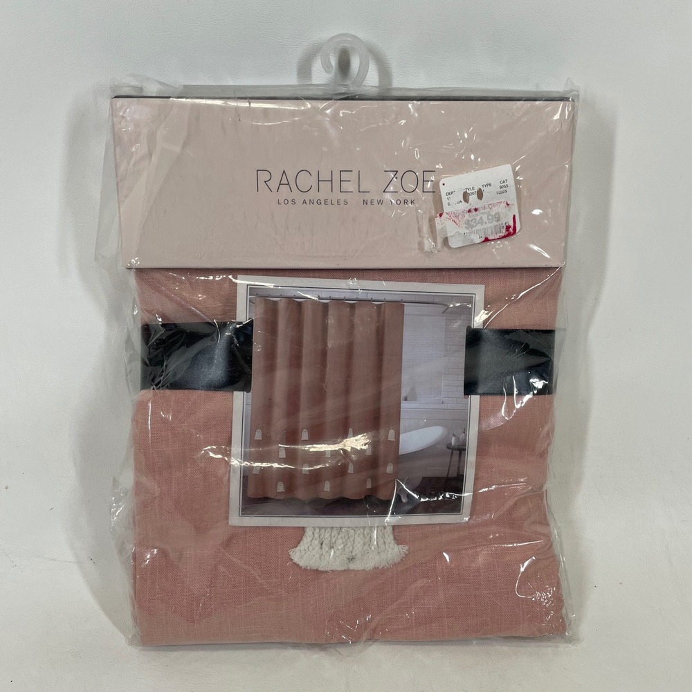 Rachel Zoe Pink Ghost Shower Curtain 100% Cotton 72x72 Halloween Decor NIP